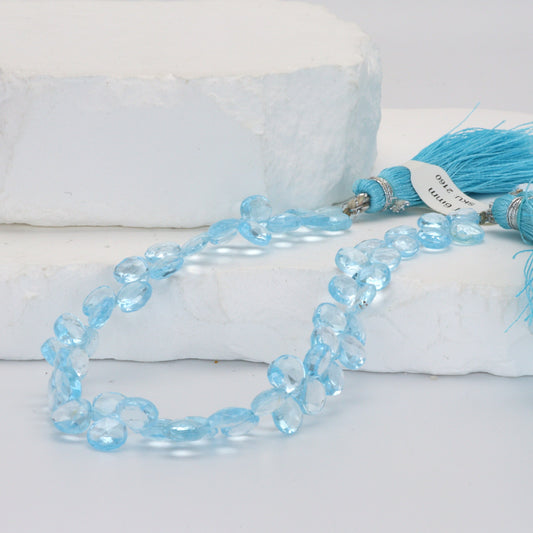 Sky Blue Topaz 6mm Faceted Heart Shaped Briolettes Bead Strand