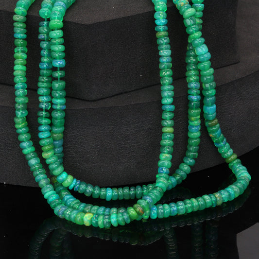 Green Ethiopian Opal 4.5mm Smooth Rondelles Bead Strand