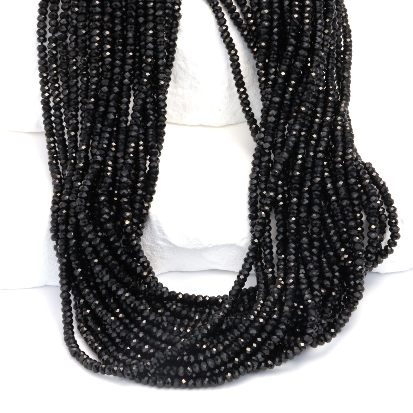 Black Spinel 2mm Faceted Rondelles