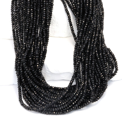 Black Spinel 2mm Faceted Rondelles