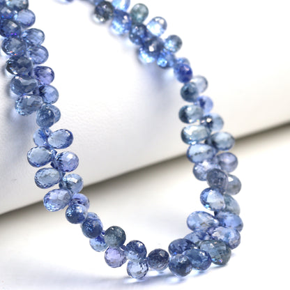 Cornflower Blue Sapphire 5x3mm Faceted Teardrop Briolettes Bead Strand