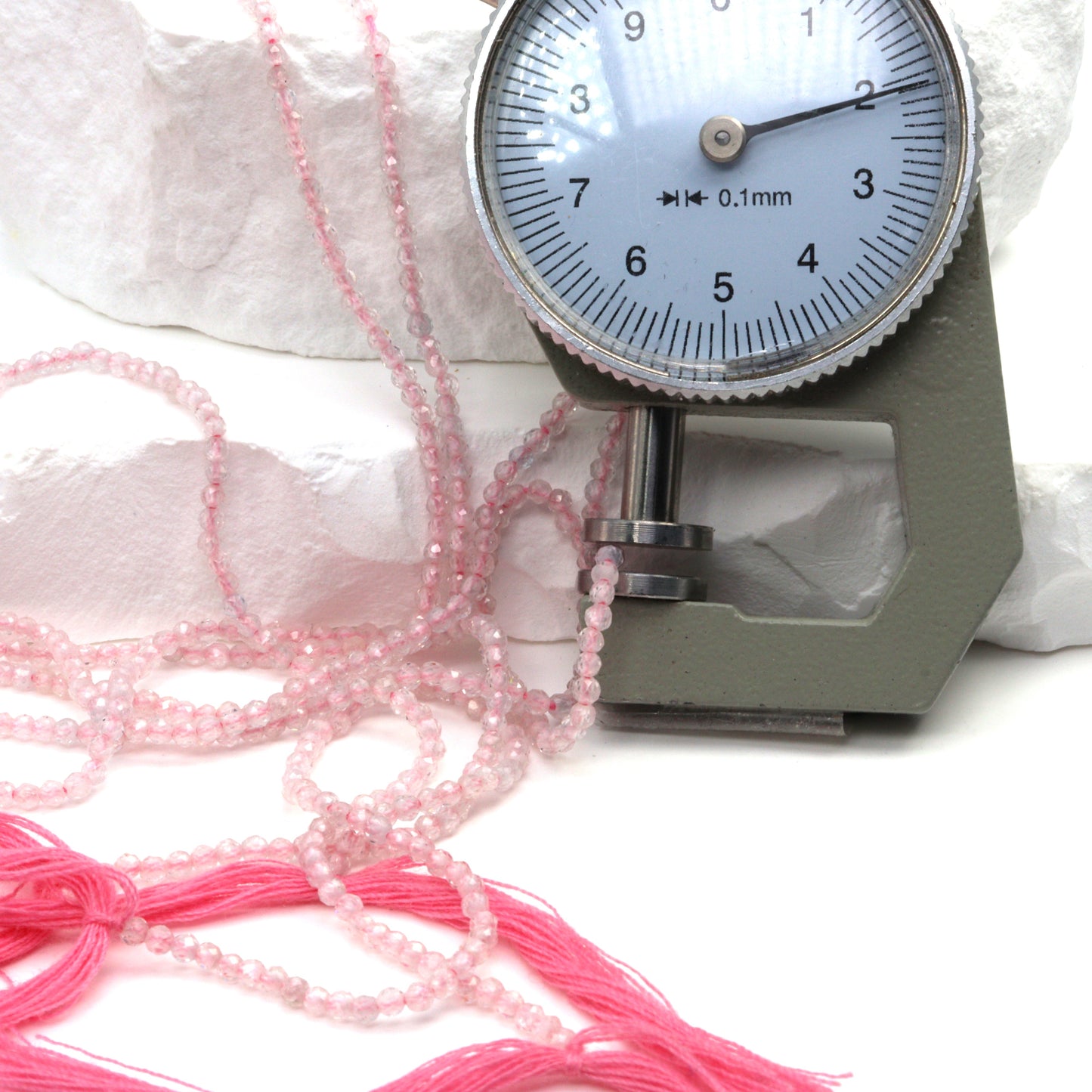 Pink Zircon 2mm Faceted Rounds Bead Strand