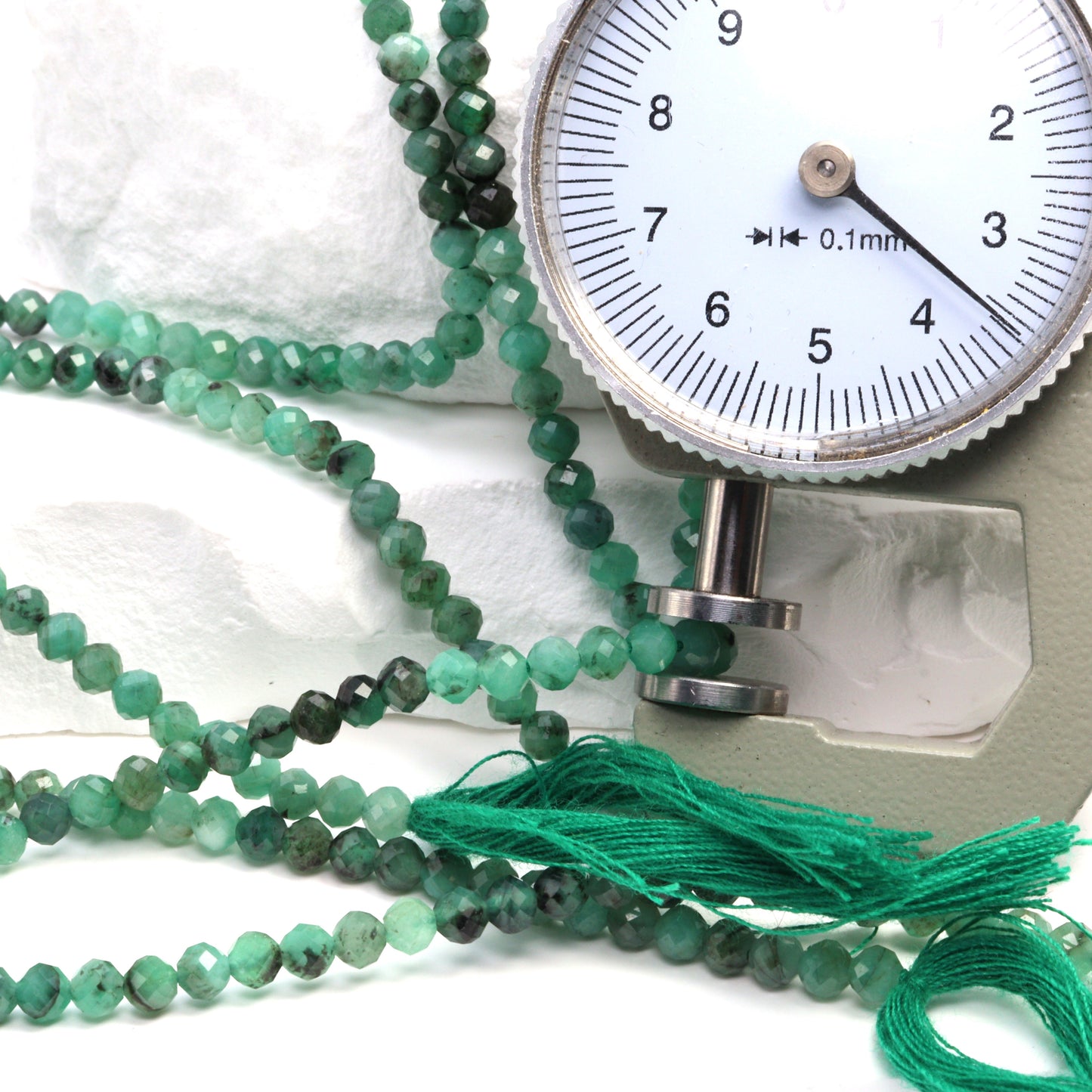 Ombre Sakoda Emerald 3.5mm Faceted Rounds Bead Strand