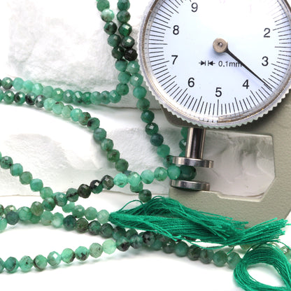 Ombre Sakoda Emerald 3.5mm Faceted Rounds Bead Strand