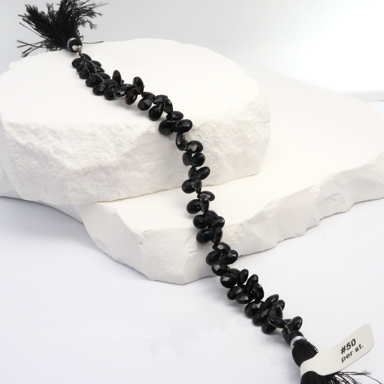 Black Spinel 7x4mm Faceted Pear Shaped Briolettes
