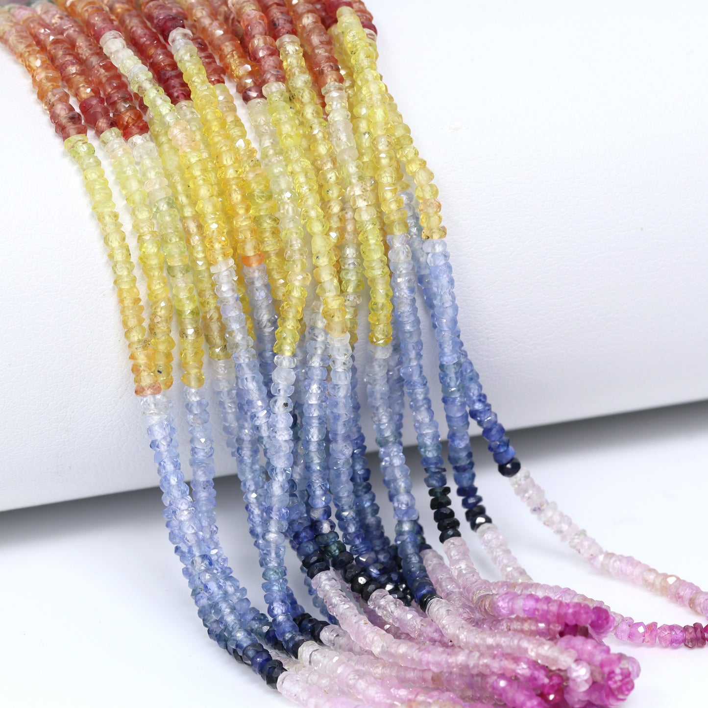 Multi Sapphire 2.5mm Hand Faceted Rondelles Bead Strand