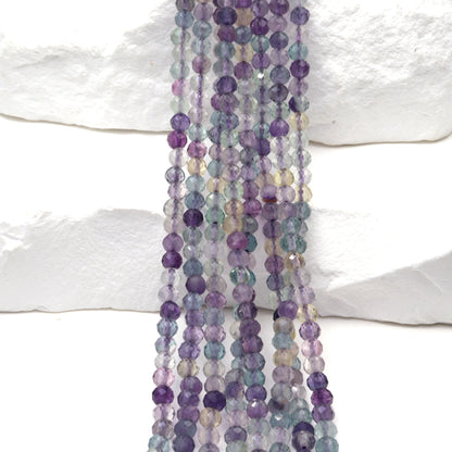 Purple Fluorite 3mm Faceted Rounds Bead Strand