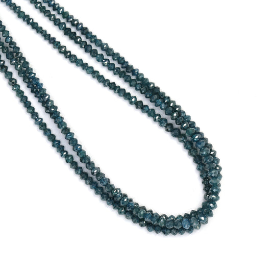 Blue Diamond 2.1mm - 2.8mm Hand Faceted Rondelles Bead Strand