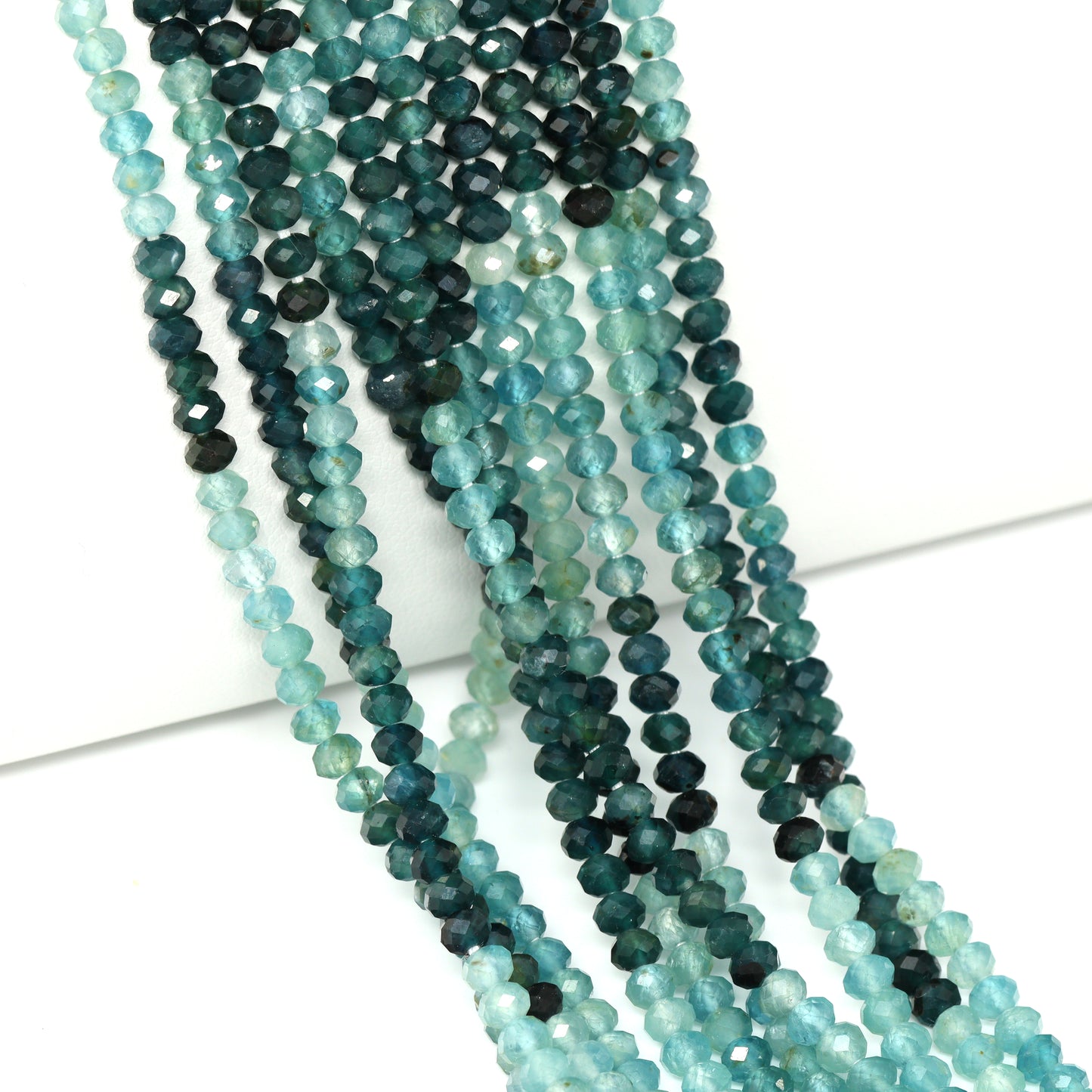 Ombre Blue Grandidierite 4mm Faceted Rondelles Bead Strand
