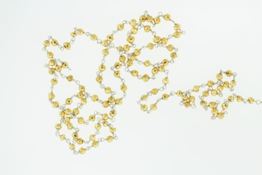 Gold Plated Pyrite 4mm Faceted Rondelles Rosary Chain Sterling Silver Wire Wrap Chain by the Foot