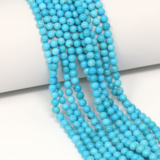Natural Blue Turquoise 3mm – 3.5mm Smooth Rounds Bead Strand