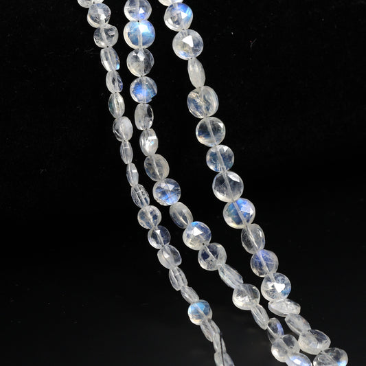 Rainbow Moonstone 4.5mm Faceted Coins Bead Strand