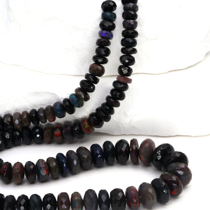 Black Ethiopian Opal 5mm Faceted Rondelles