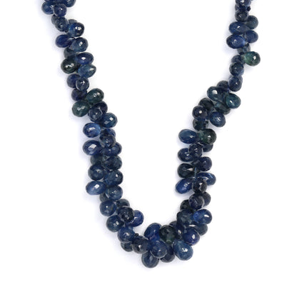 Navy Blue Sapphire 5x3mm - 6x4mm Faceted Teardrop Briolettes Bead Strand
