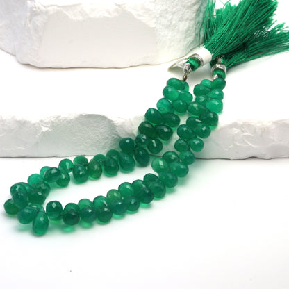 Green Onyx 8x5mm Faceted Teardrop Briolettes