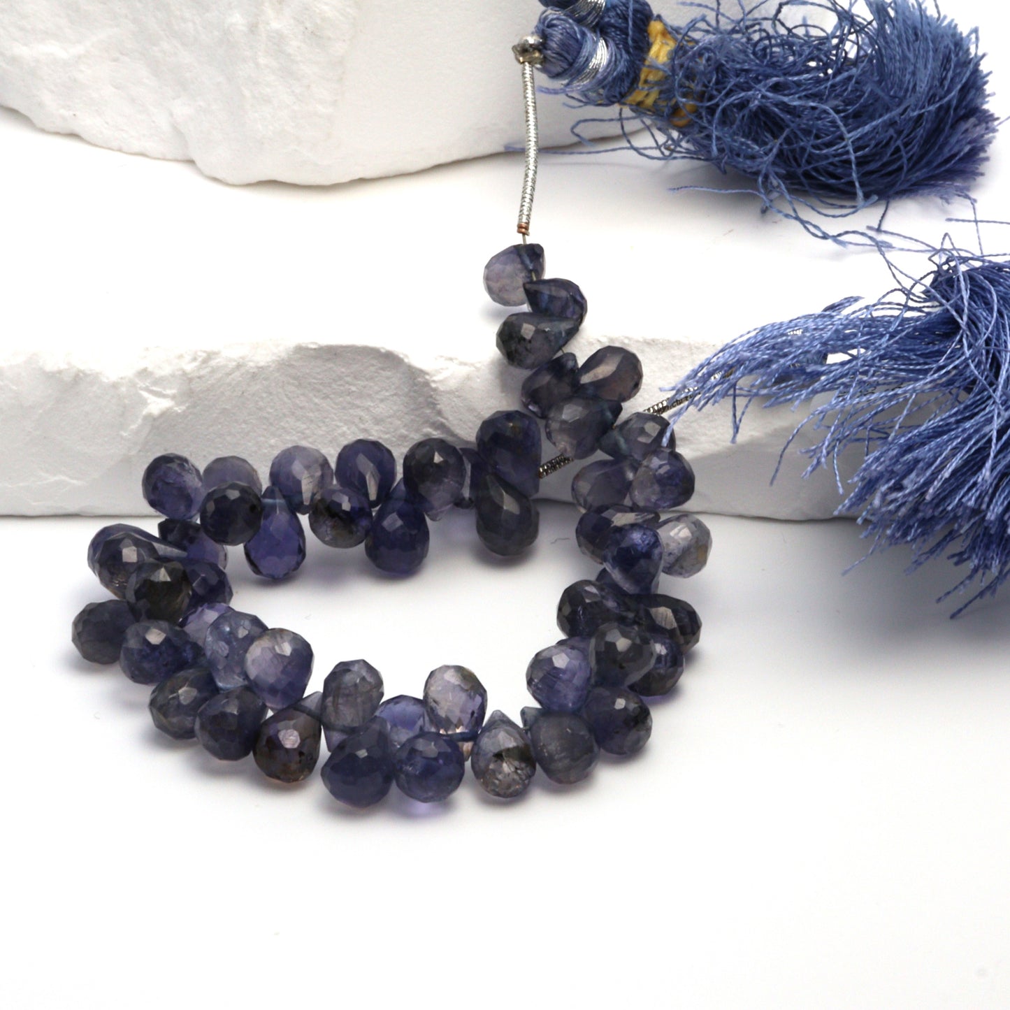 Blue Iolite 8x5mm Faceted Teardrop Briolettes