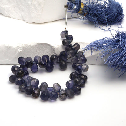 Blue Iolite 8x5mm Faceted Teardrop Briolettes