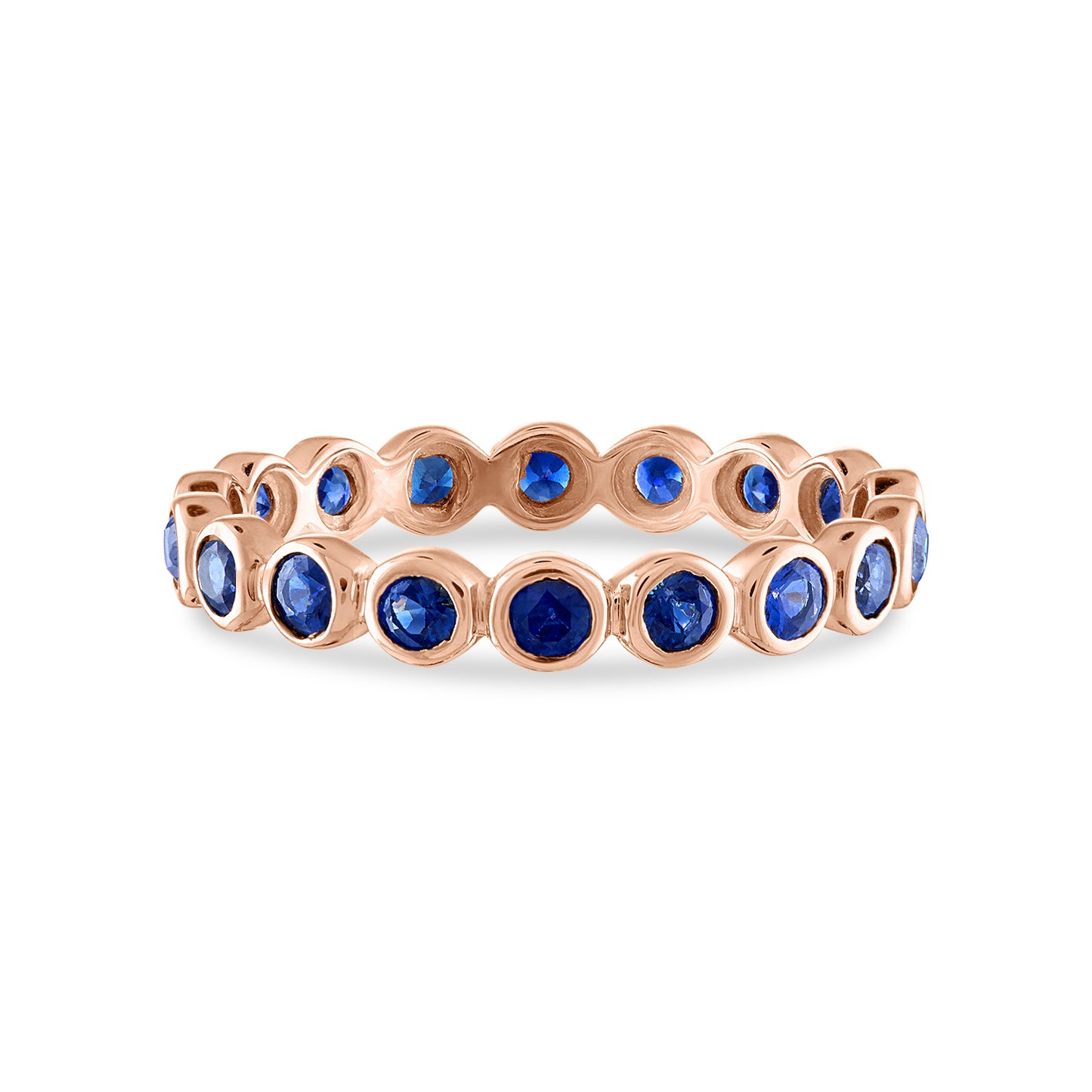 18K RG Bezel Set Blue Sapphire Eternity Band, Size 5