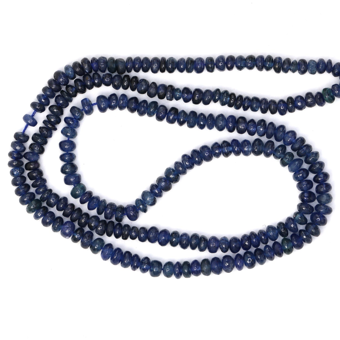 Navy Blue Sapphire 3mm - 3.5mm Smooth Rondelles Bead Strand