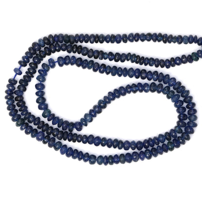 Navy Blue Sapphire 3mm - 3.5mm Smooth Rondelles Bead Strand