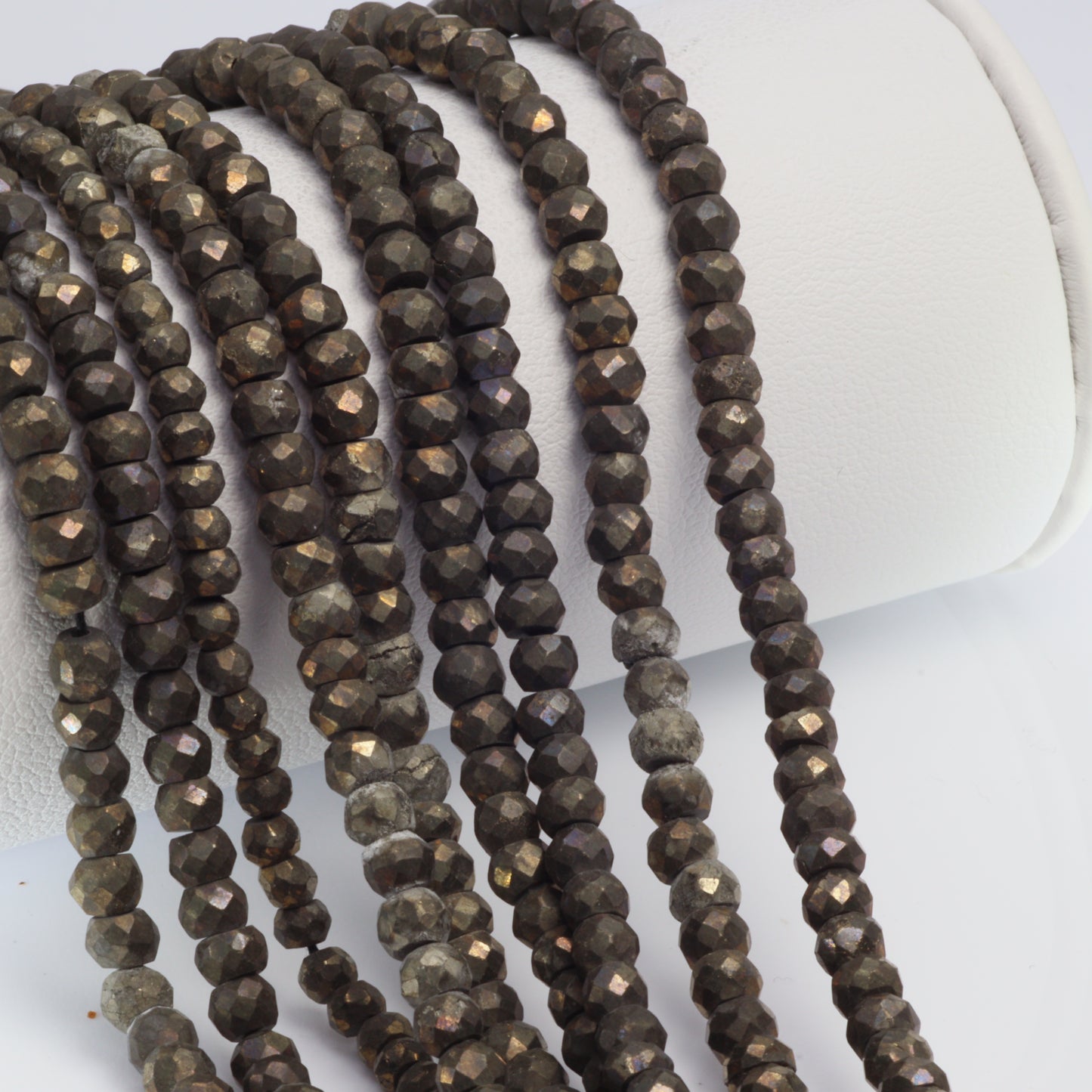 Natural Bronze Pyrite 4mm Faceted Rondelles