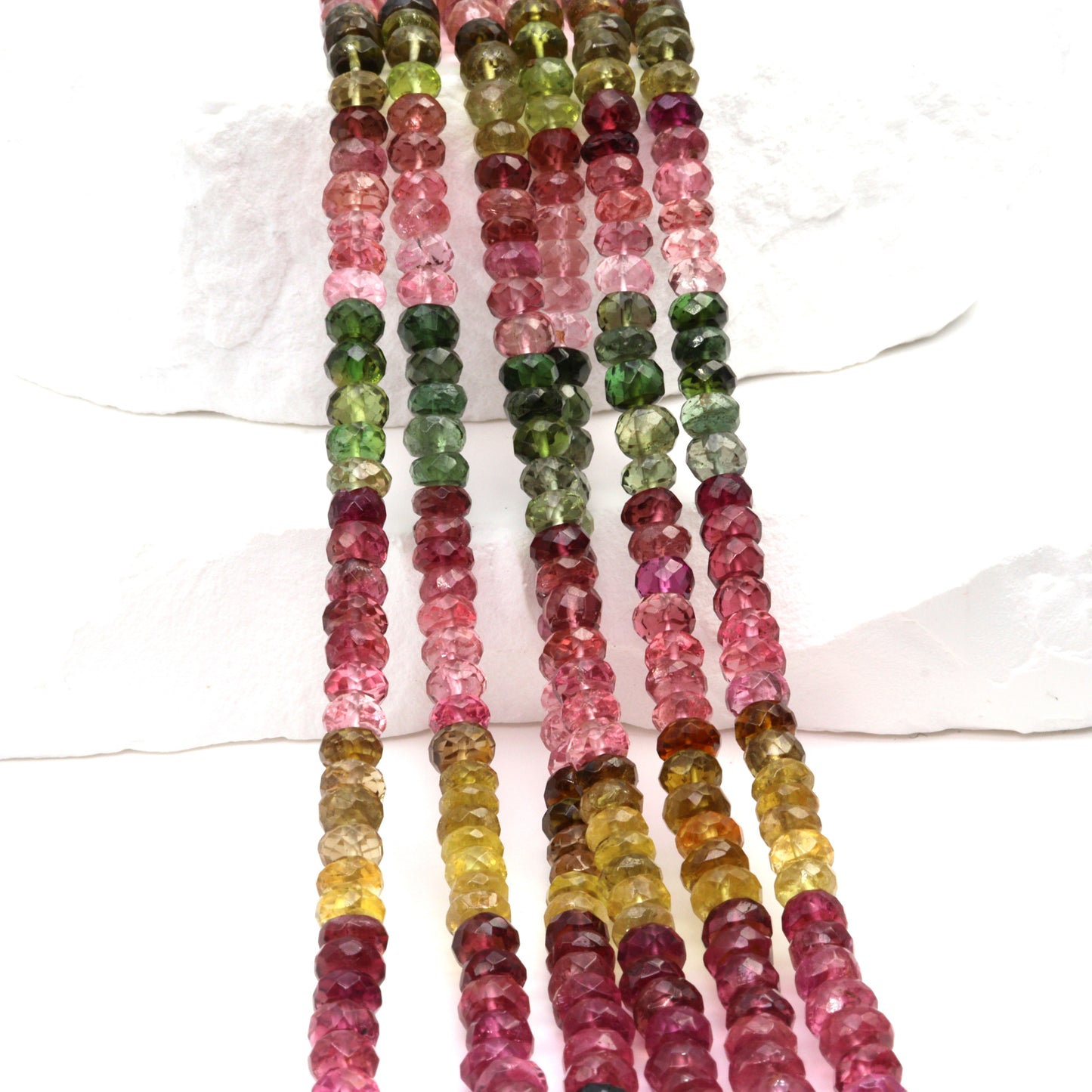 Watermelon Tourmaline 4.5mm Faceted Rondelles Bead Strand