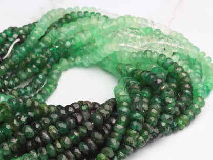 Ombre Green and White Emerald 3mm Faceted Rondelles