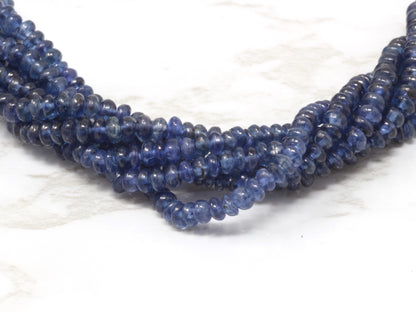 Navy Blue Sapphire 2.5mm Smooth Rondelles Bead Strand