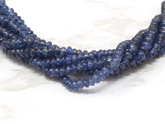 Navy Blue Sapphire 2.5mm Smooth Rondelles Bead Strand