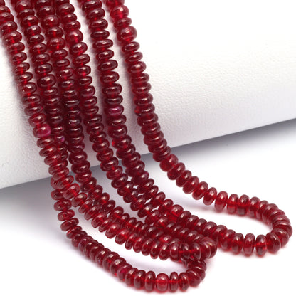 AAA Red Ruby 3.75mm Smooth Rondelles Bead Strand