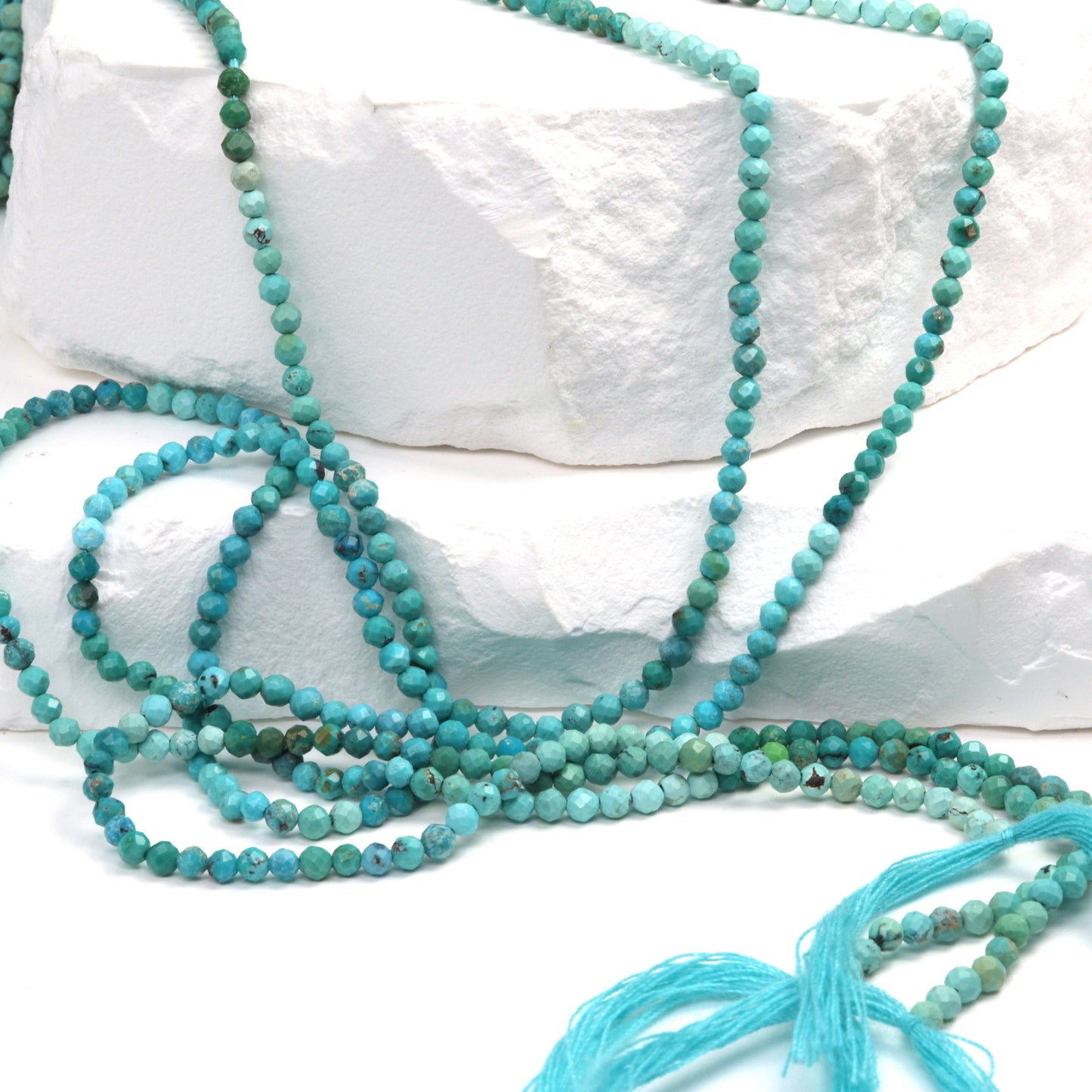 Ombre Natural Blue Turquoise 2.5mm Faceted Rondelles Bead Strand