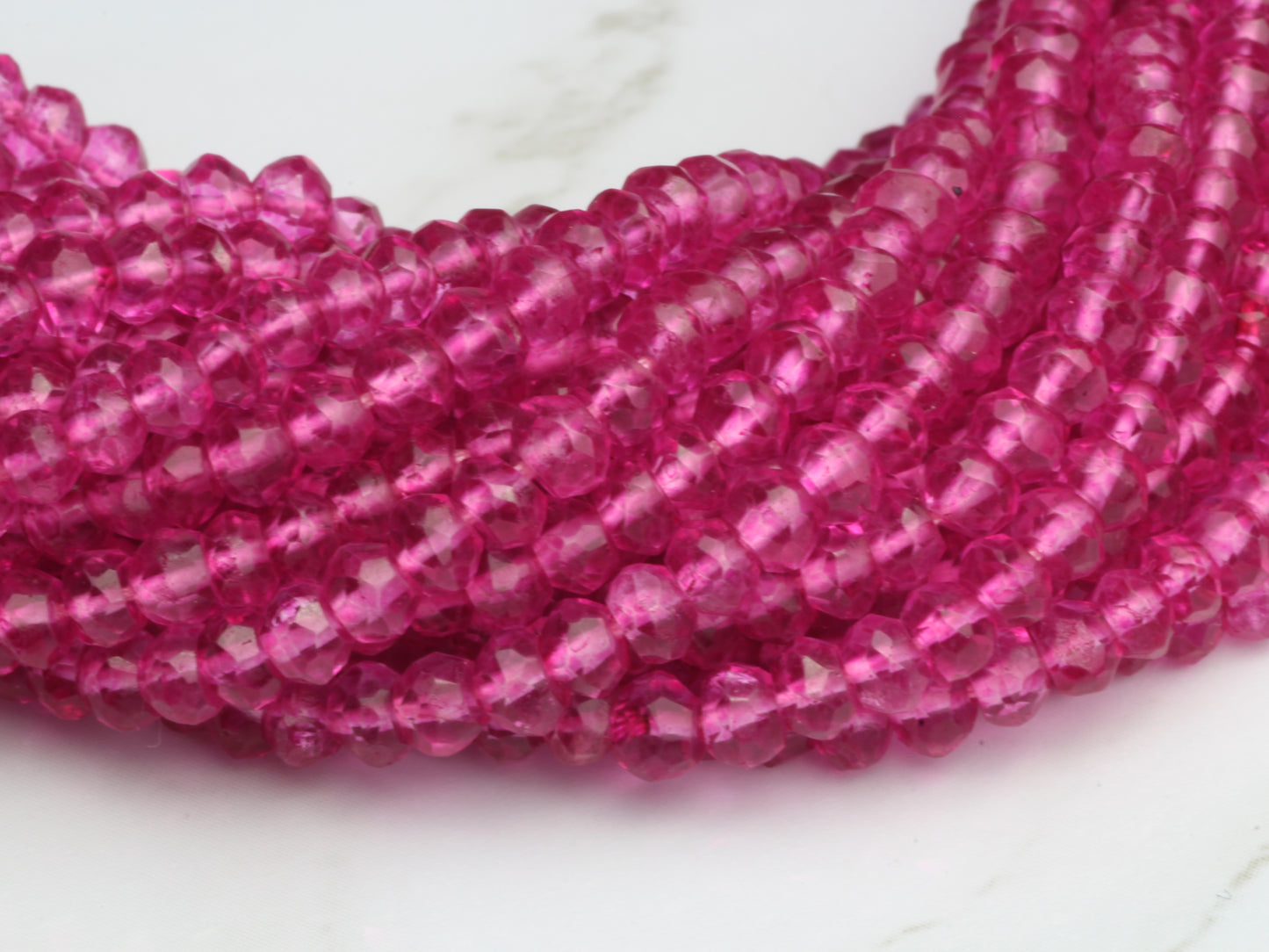 Coated Pink Quartz 3mm Faceted Rondelles