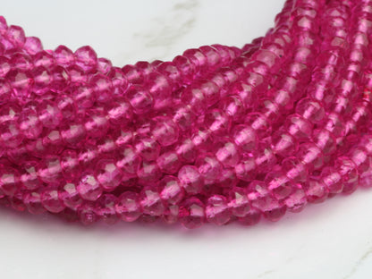 Coated Pink Quartz 3mm Faceted Rondelles