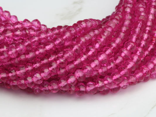 Coated Pink Quartz 3mm Faceted Rondelles