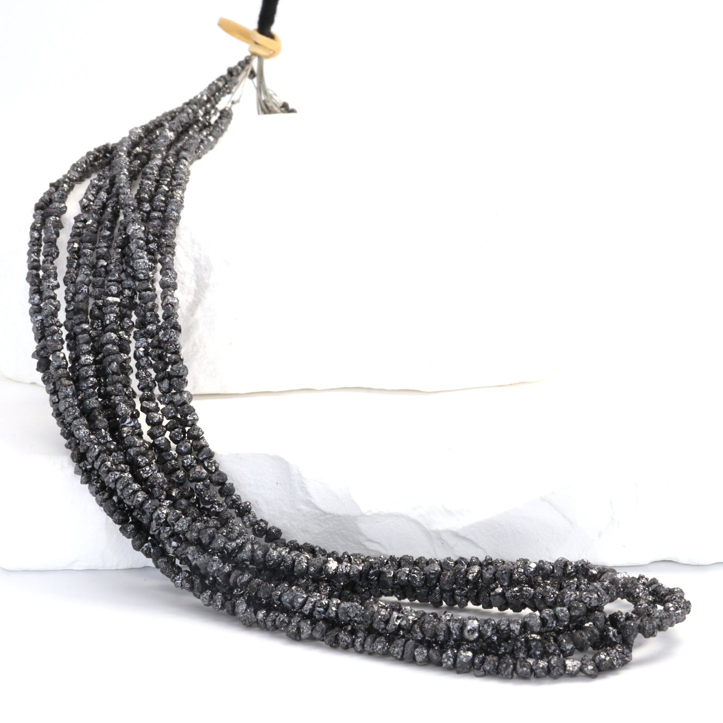 Black Diamond 3mm Hand Faceted Chips Bead Strand