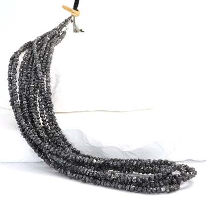 Black Diamond 3mm Hand Faceted Chips Bead Strand