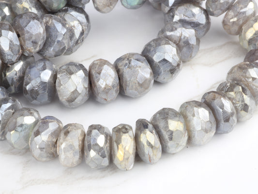 Coated Labradorite 8mm Faceted Rondelles