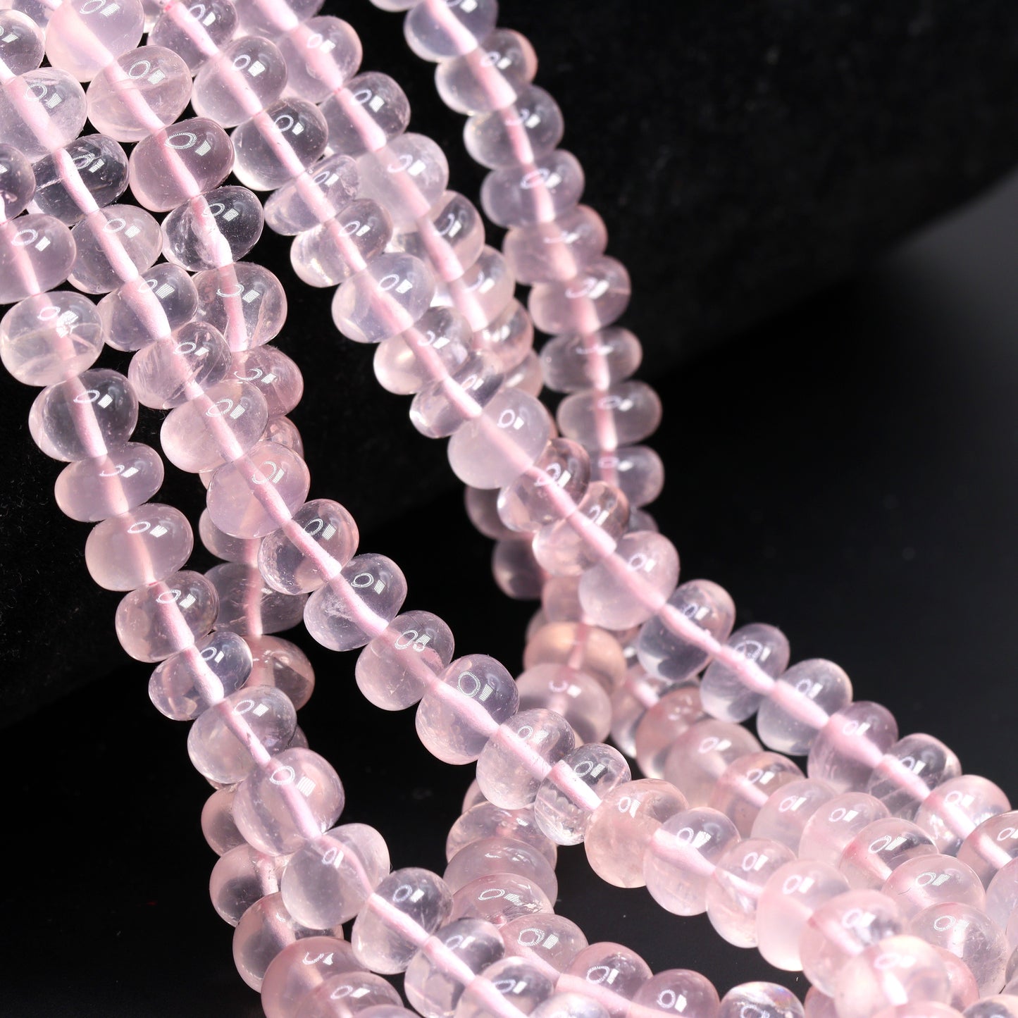 Pink Rose Quartz 6mm - 7mm Smooth Rondelles Bead Strand