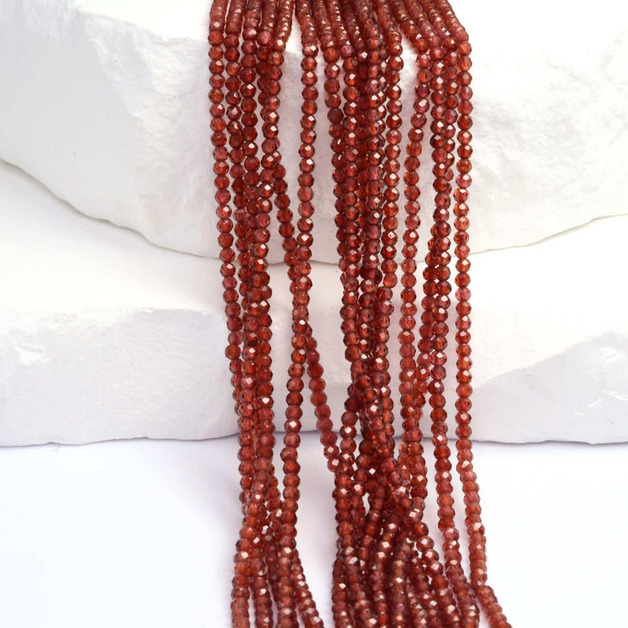 Red Garnet 2mm Faceted Rounds Bead Strand