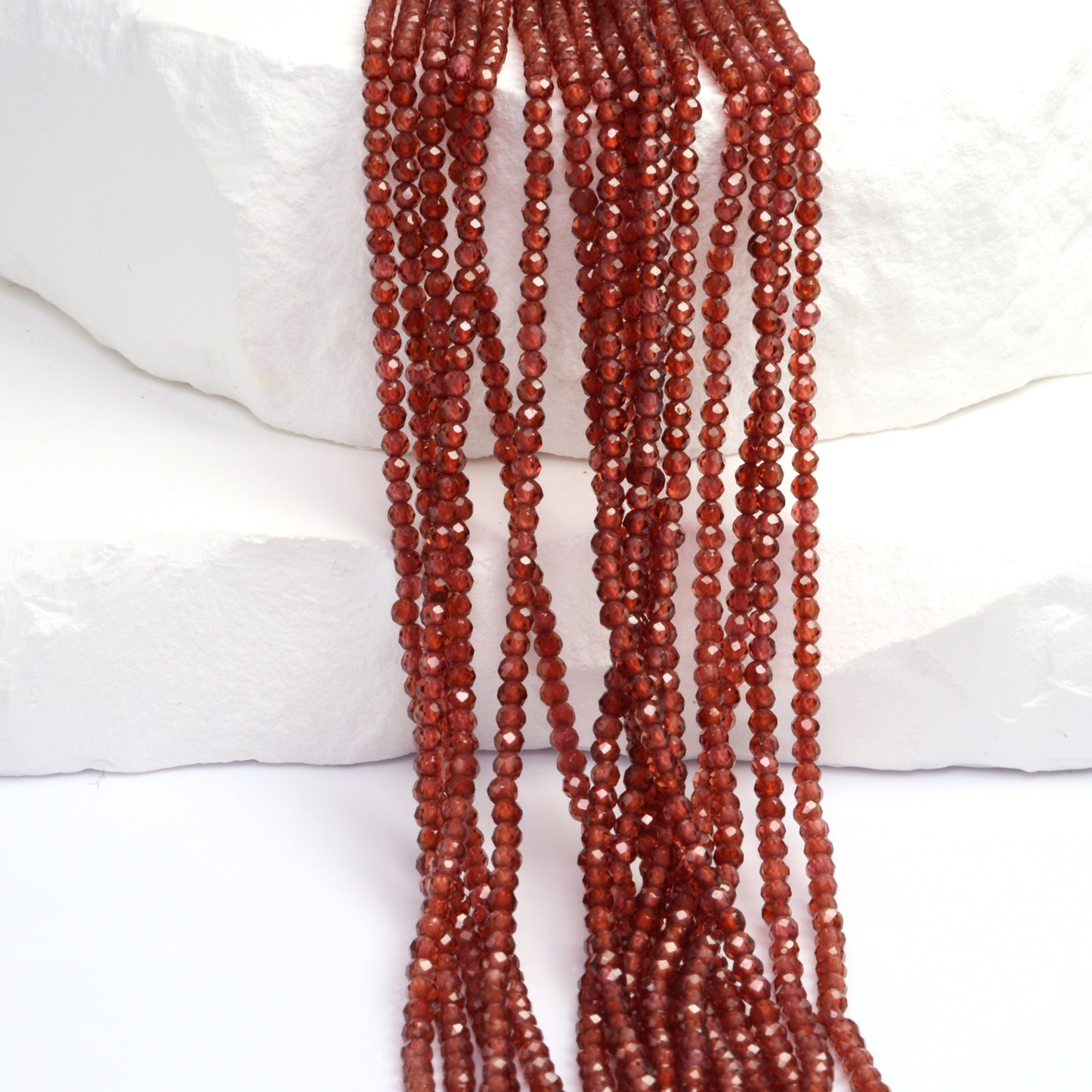 Red Garnet 2mm Faceted Rounds Bead Strand
