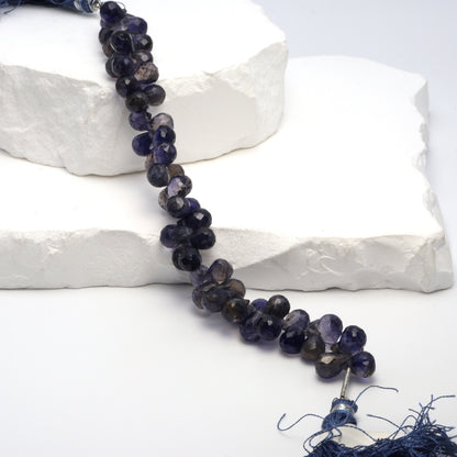 Blue Iolite 9x6mm Faceted Teardrop Briolettes