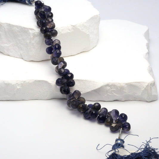 Blue Iolite 9x6mm Faceted Teardrop Briolettes