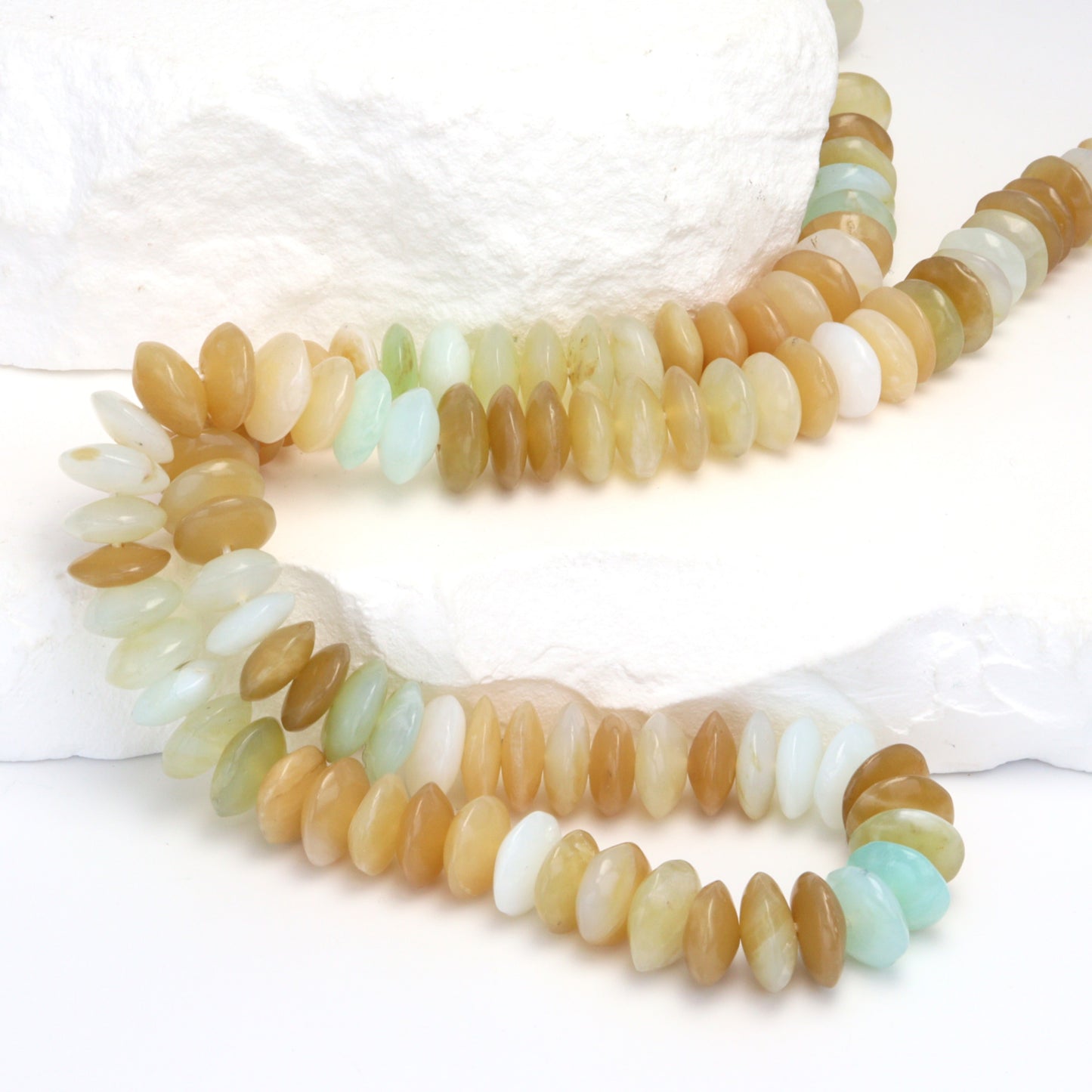 Ombre Blue Peruvian Opal 8mm German Cut Faceted Rondelles