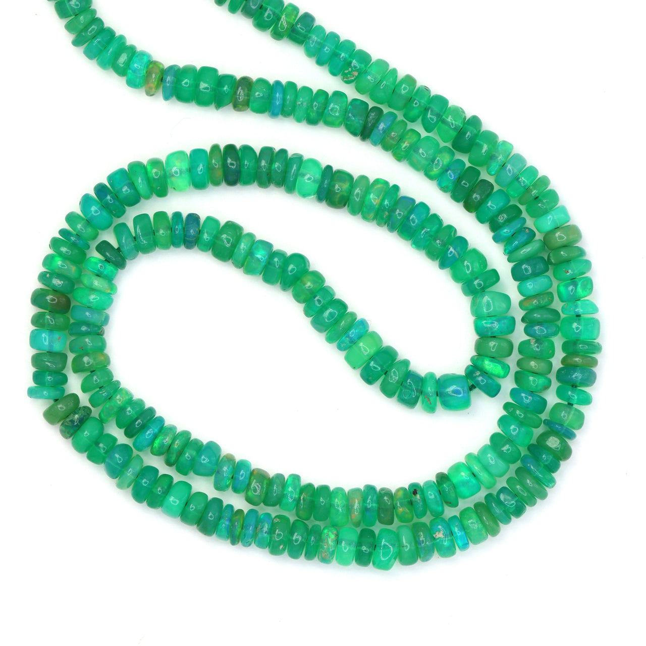 Green Ethiopian Opal 4mm Smooth Rondelles Bead Strand