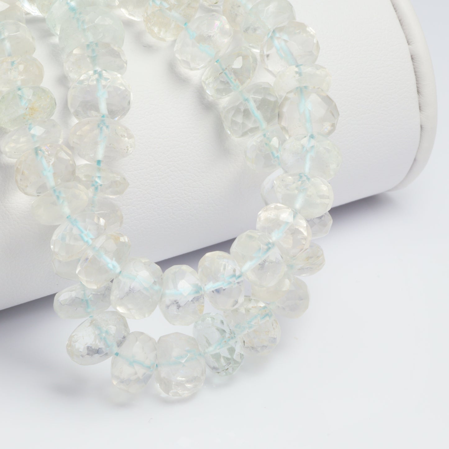 Pale Blue Aquamarine 9mm Faceted Rondelles Bead Strand