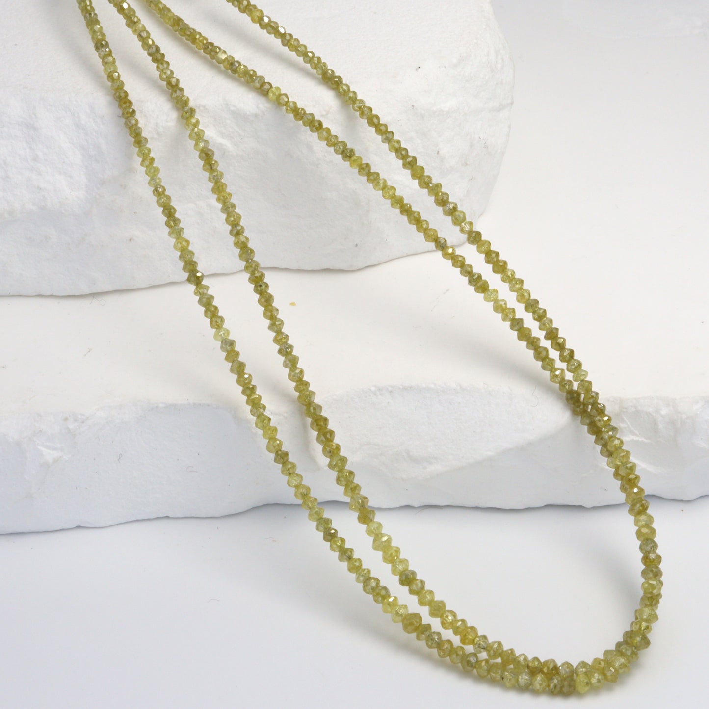 Yellow Diamond 1.8mm - 2.5mm Hand Faceted Rondelles Bead Strand