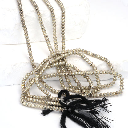 Silver Plated Pyrite 3mm Faceted Rondelles Bead Strand