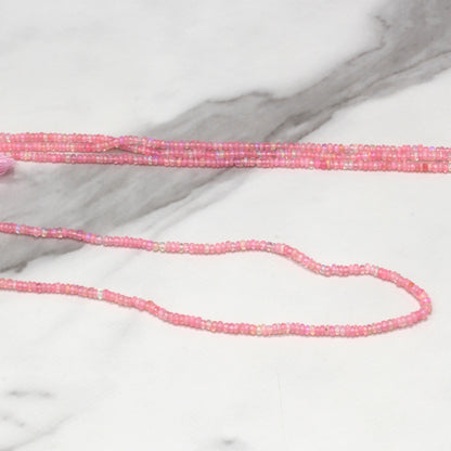 Pink Ethiopian Opal 3mm Smooth Rondelles Bead Strand