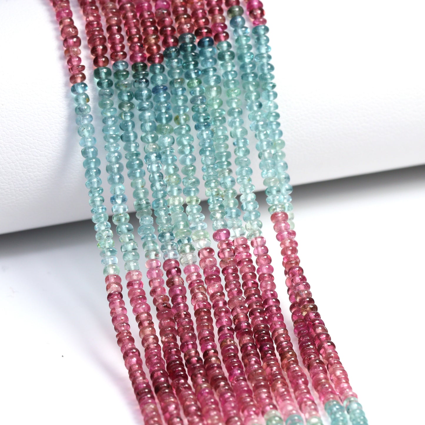 Watermelon Tourmaline 3mm Smooth Rondelles Bead Strand