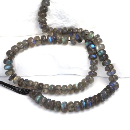 Blue Labradorite 6mm Smooth Rondelles Bead Strand